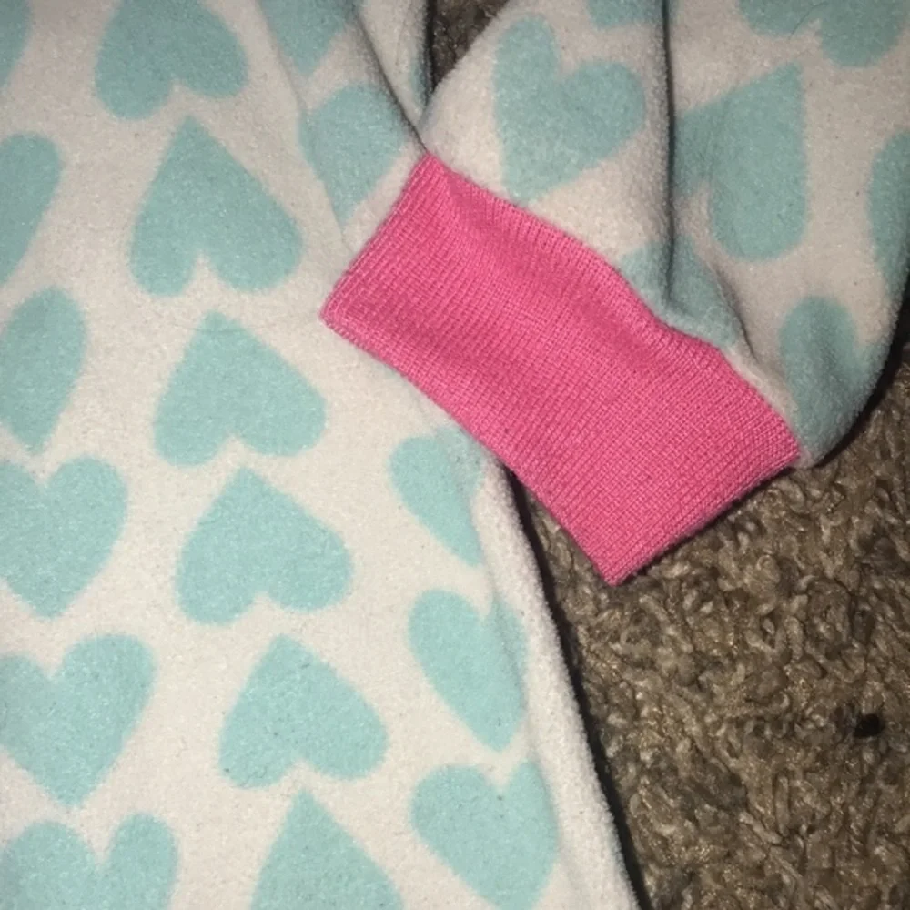 Carter’s White, Blue Hearts Fleece Zip Up Warm Footie Onesie Pajamas